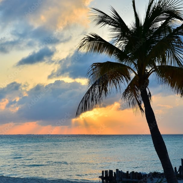 Panoramic sunset views Bay of Isla Mujeres
