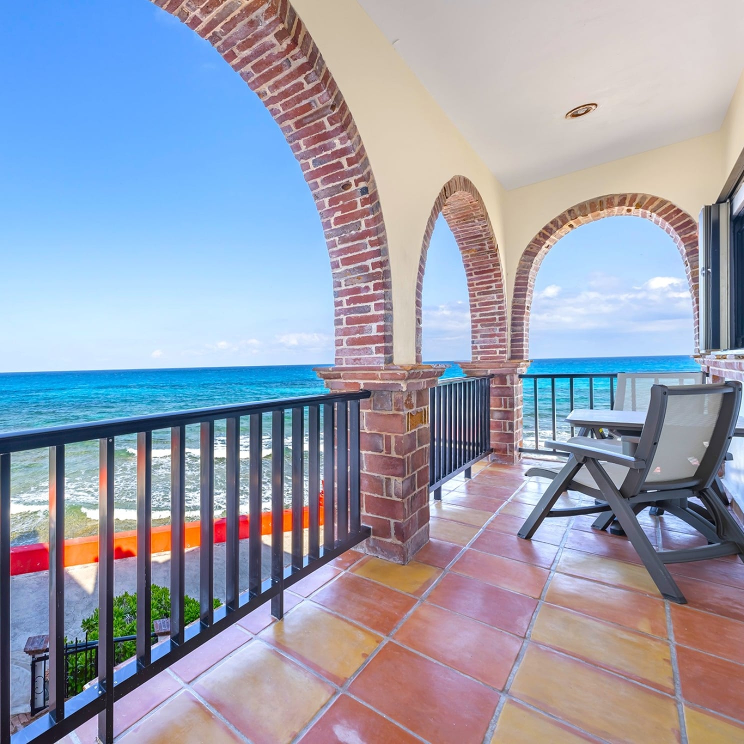 Private balcony with ocean view at Villas San Miguel Isla Mujeres